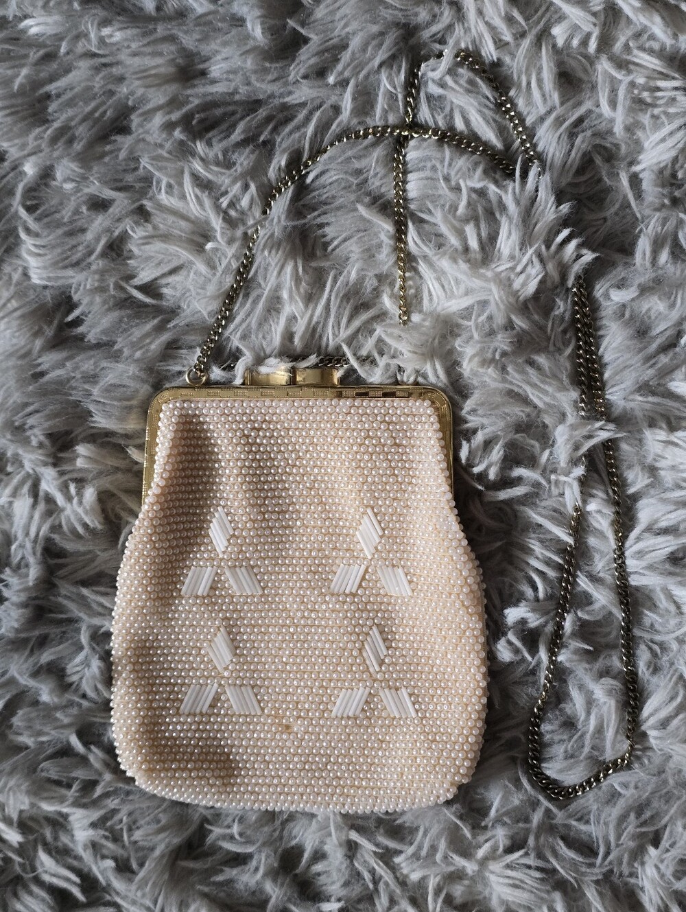Vintage Faux Pearl Beaded Evening Bag